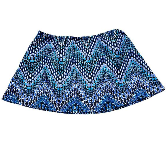 SKIRT ONLY Longitude Swim Coverup Skirt Blue Geometric Dot Size Small Beachwear - Picture 2 of 4